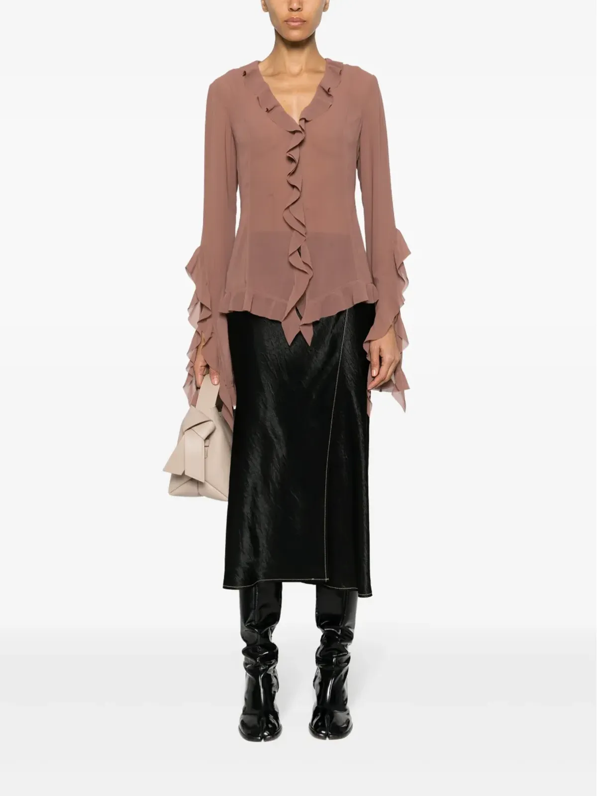 Acne Studios サテン ラップ ミディスカート - 画像2