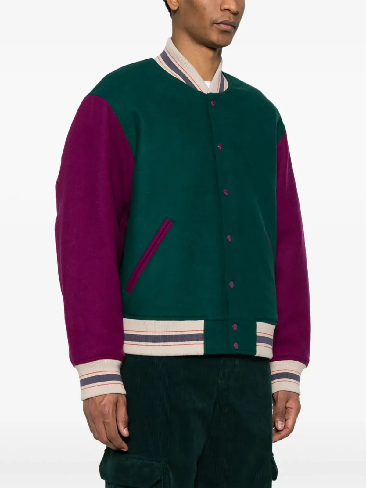 Acne Studios colour-block felted jacket - Green - 画像4