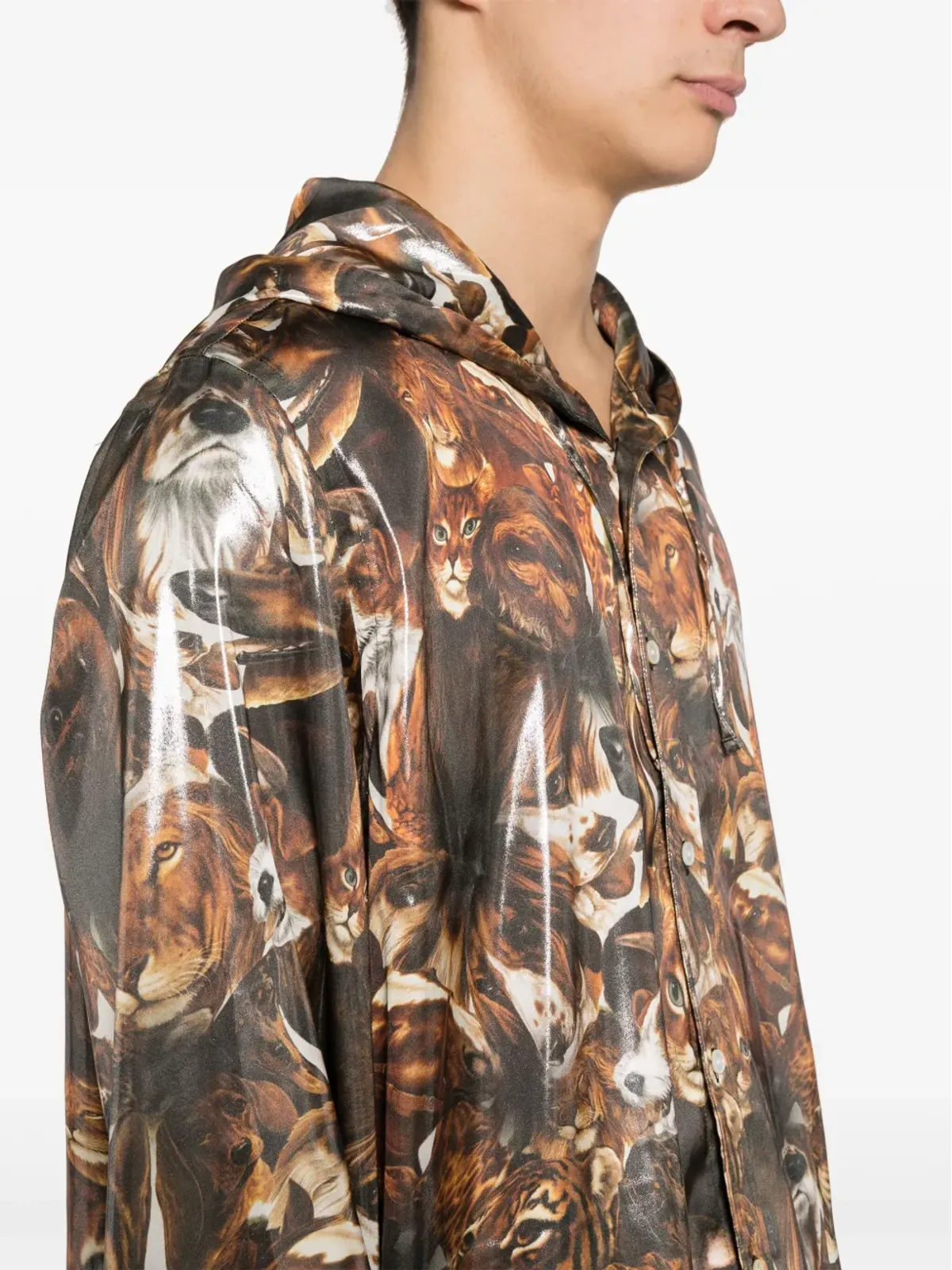 Acne Studios グラフィックプリントのフード付き軽量ジャケット - 画像5