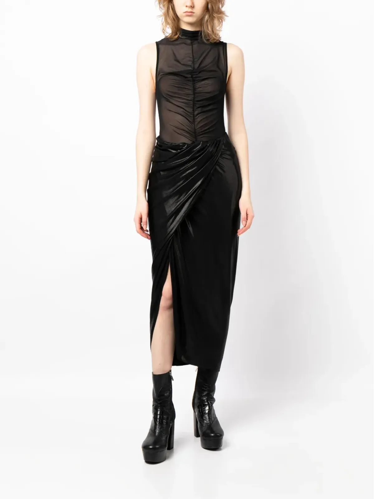 Rick Owens Lilies 高腰ドレープスカート（メタリック） - 画像2