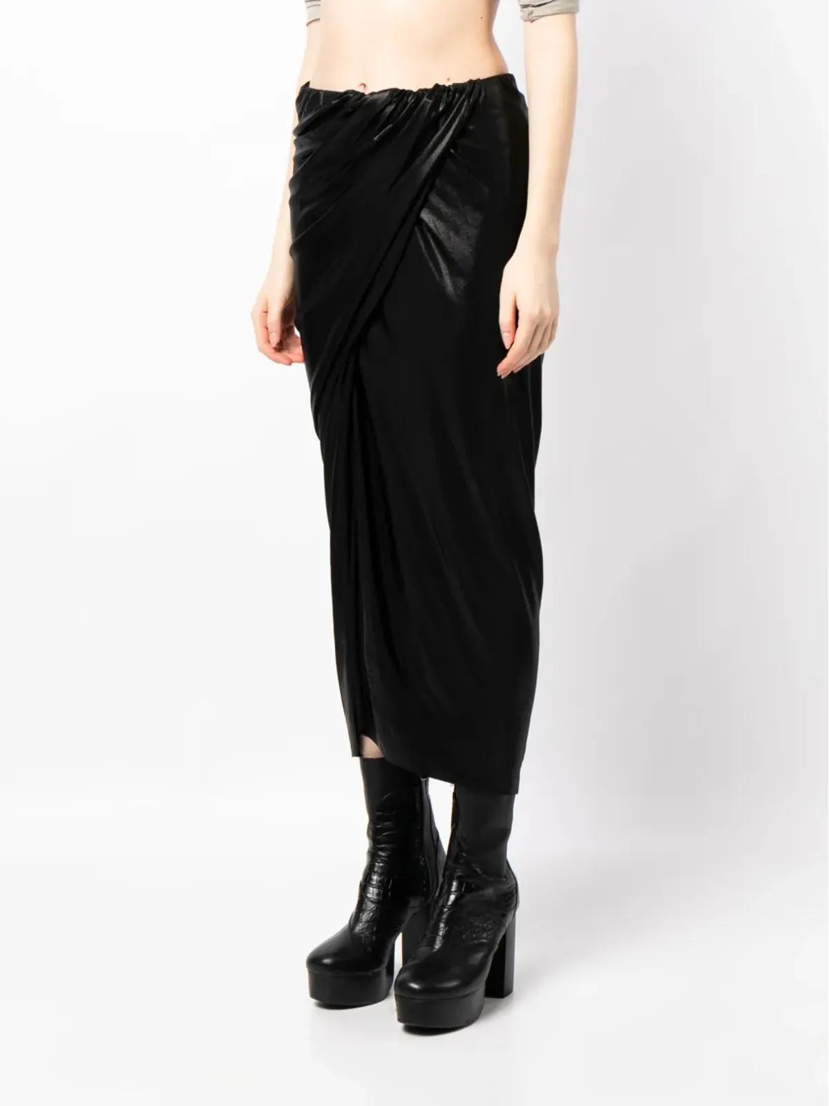Rick Owens Lilies 高腰ドレープスカート（メタリック） - 画像3
