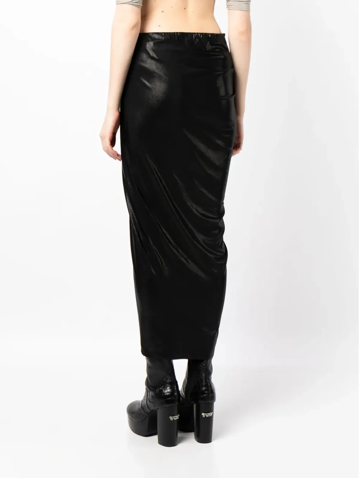 Rick Owens Lilies 高腰ドレープスカート（メタリック） - 画像4