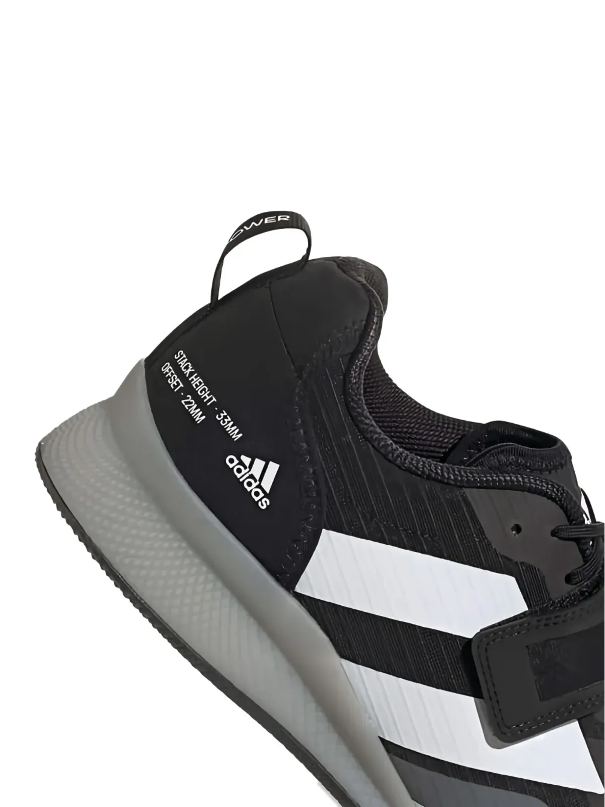 adidas アディパワー ウェイトリフティング 3 ブラック/ホワイト/グレー スニーカー - 画像5