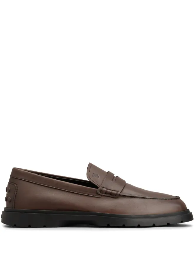 Tod's Tod's ロゴエンボス レザーローファー ブラウンの商品画像