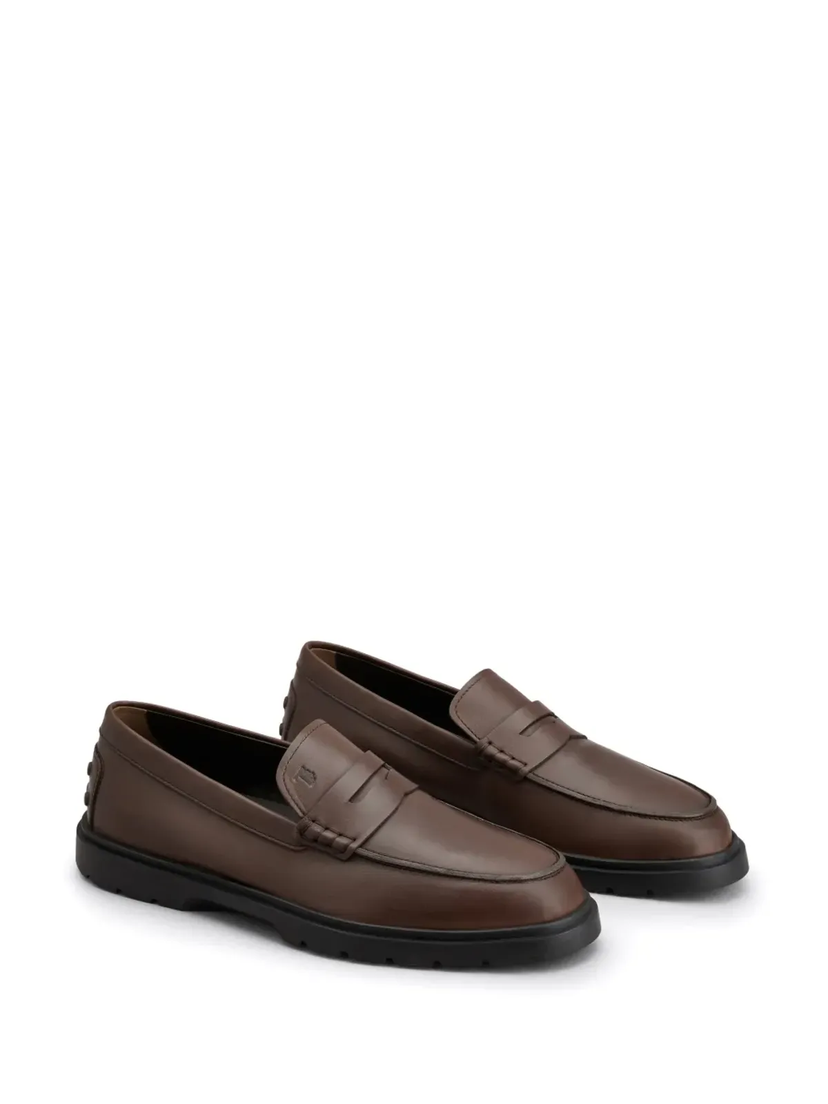 Tod's ロゴエンボス レザーローファー ブラウン - 画像2