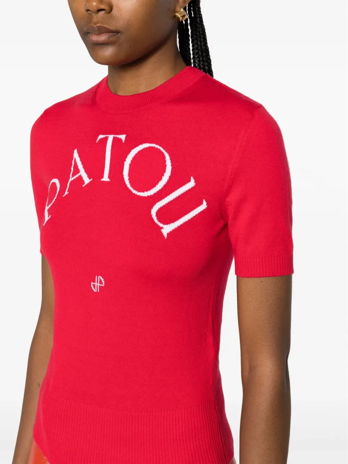 Patou インターシャ編みロゴ入りニットトップ - 画像5