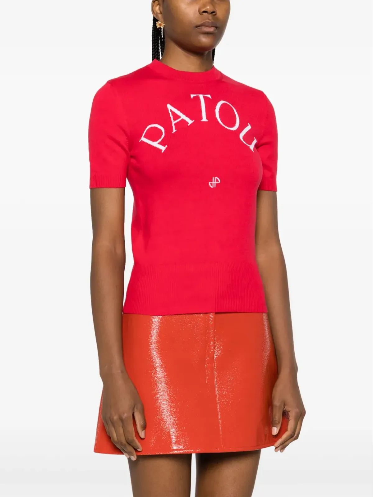 Patou インターシャ編みロゴ入りニットトップ - 画像3