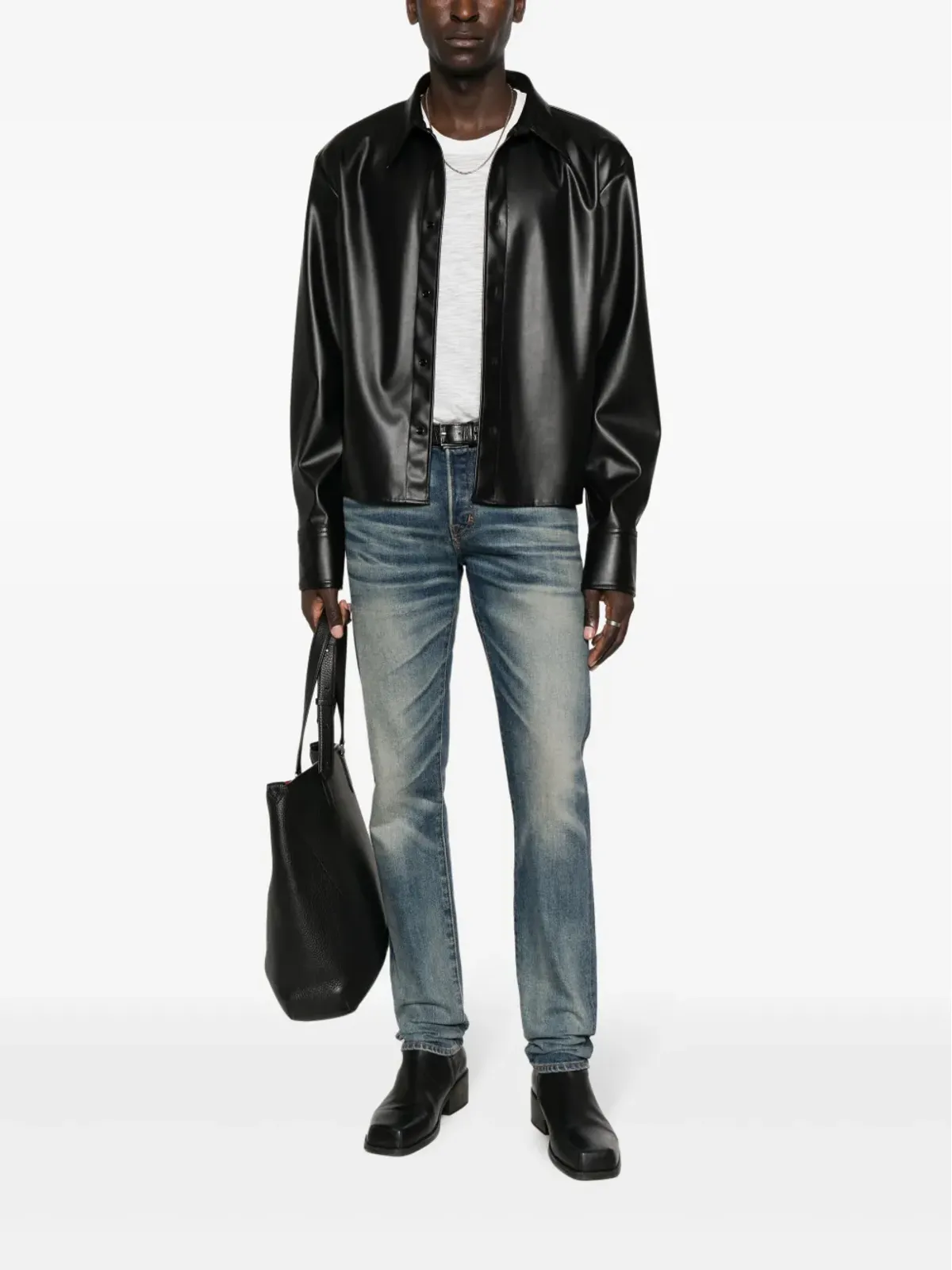 TOM FORD クルーネック コットンブレンド Tシャツ ホワイト - 画像2
