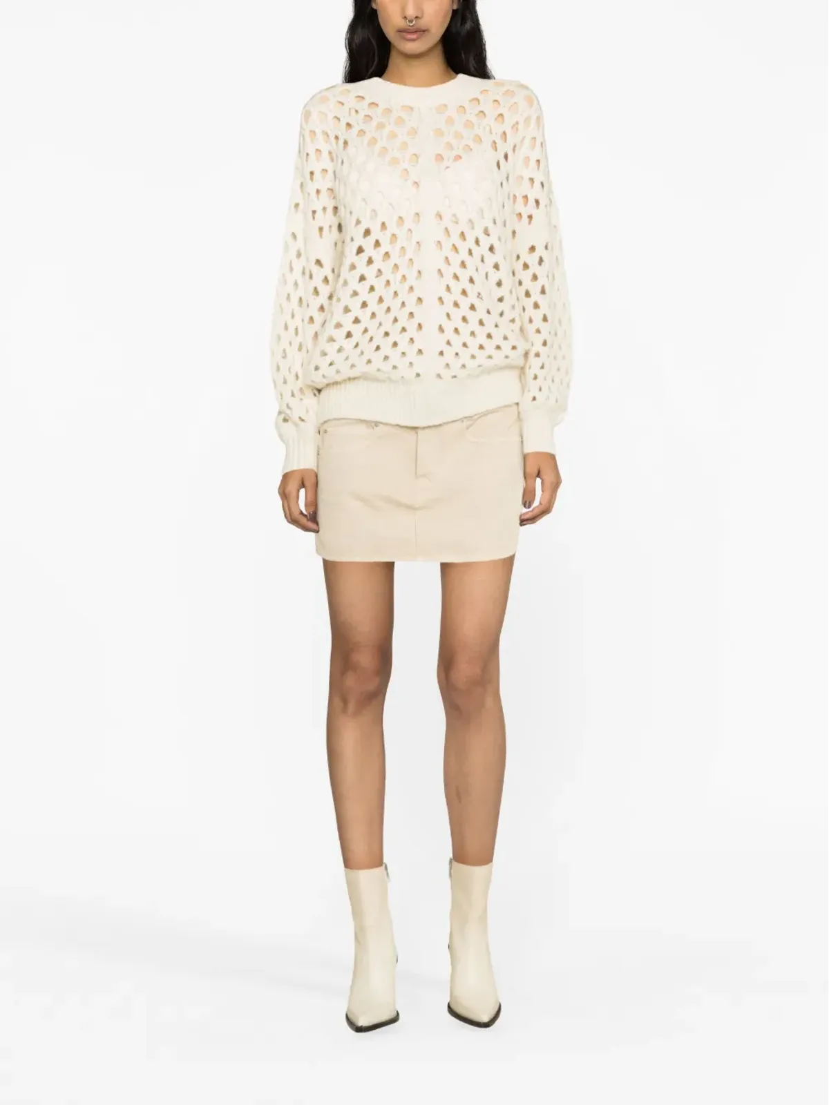 ISABEL MARANT Tane クロシェ編み ウール混紡 ニットセーター - ニュートラルカラー - 画像3