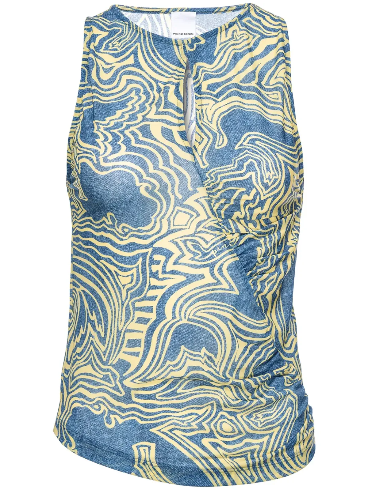 PINKO アブストラクトプリント シャーリング入り タンクトップ - ブルー - 画像1