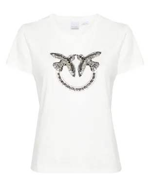 PINKO Love Birds コットンTシャツ - ホワイト - サムネイル1