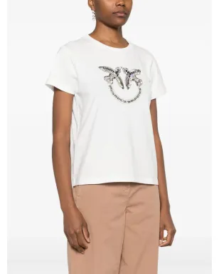 PINKO Love Birds コットンTシャツ - ホワイト - サムネイル3