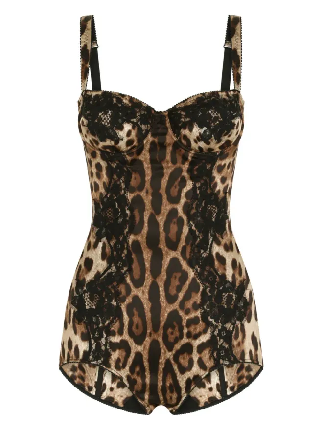 Dolce & Gabbana Dolce & Gabbana レオパード柄 バルコネット ボディスーツ - ブラウンの商品画像