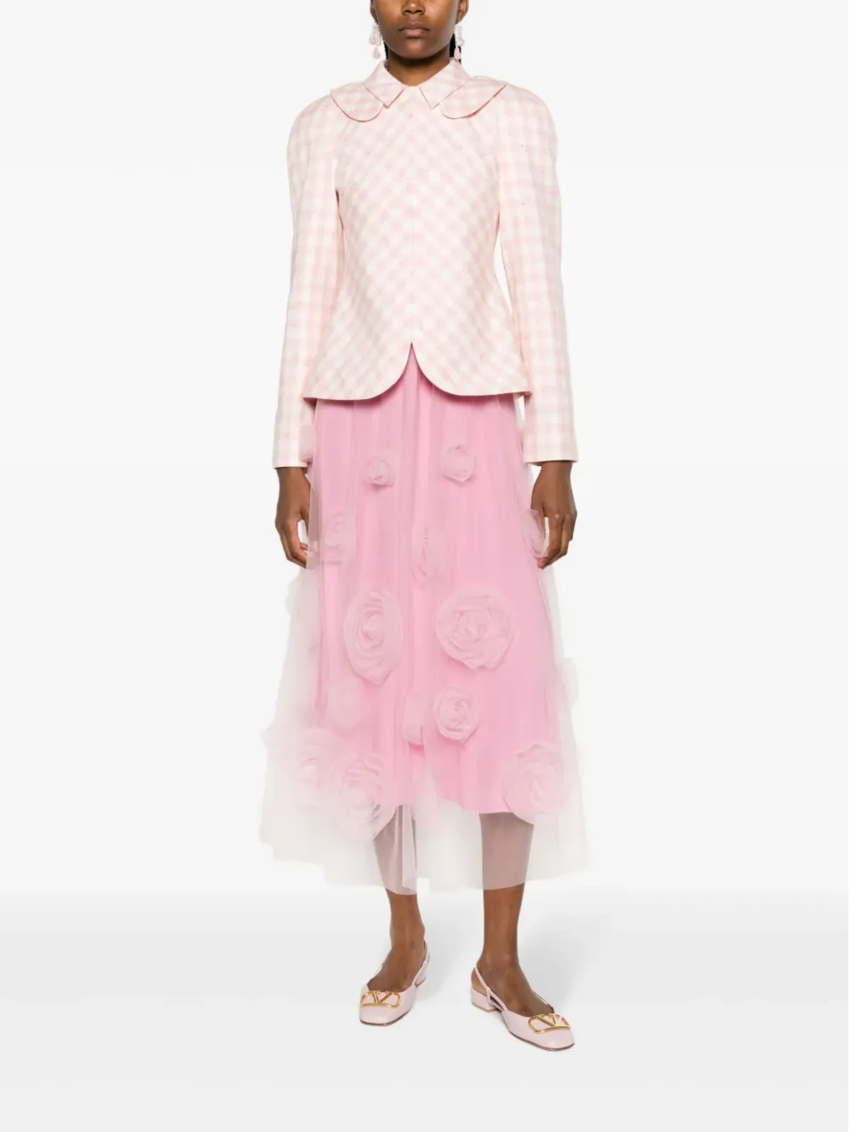 Viktor & Rolf フローラルアップリケ付きチュールミディスカート - 画像2