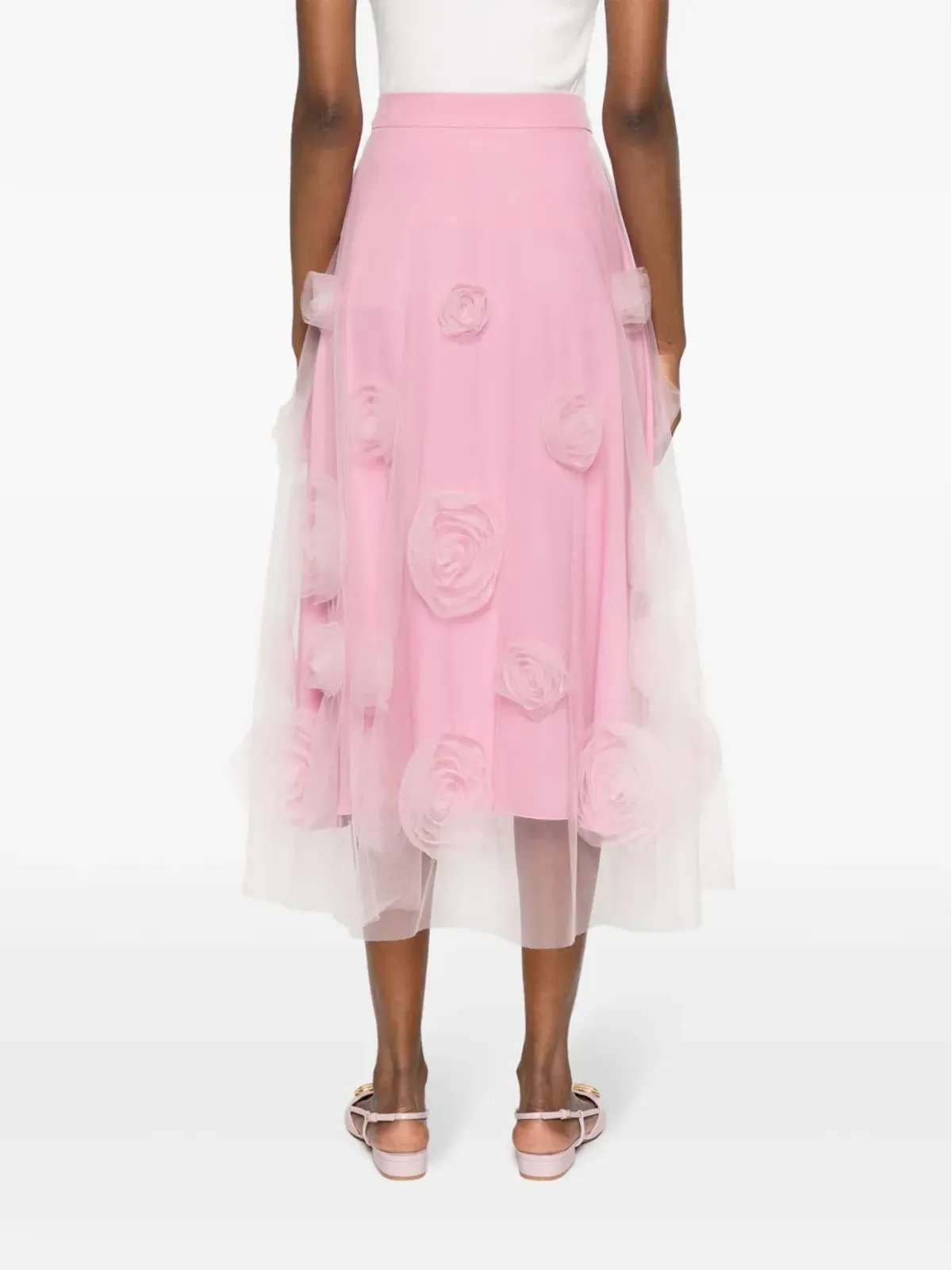 Viktor & Rolf フローラルアップリケ付きチュールミディスカート - 画像3