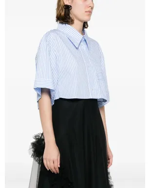Viktor & Rolf ストライプ柄クロップドオーガニックコットンシャツ - サムネイル3