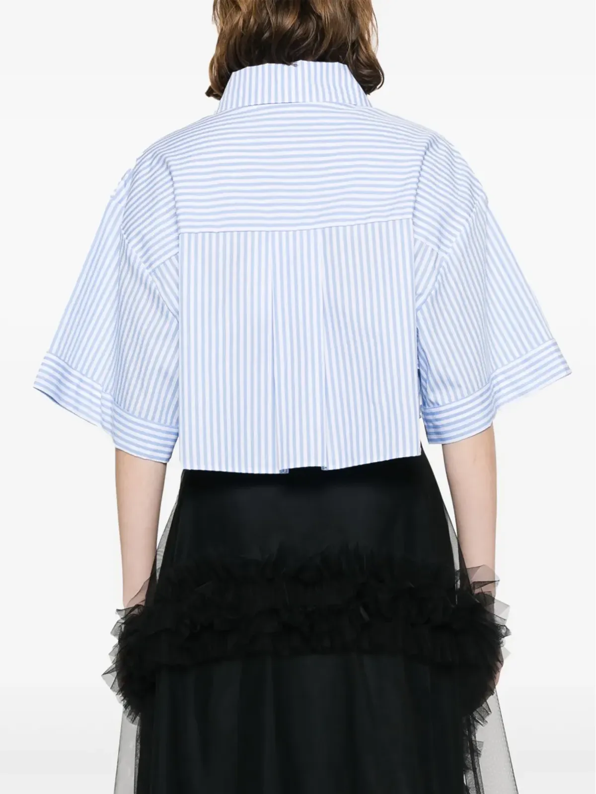 Viktor & Rolf ストライプ柄クロップドオーガニックコットンシャツ - 画像4