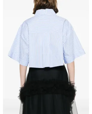 Viktor & Rolf ストライプ柄クロップドオーガニックコットンシャツ - サムネイル4