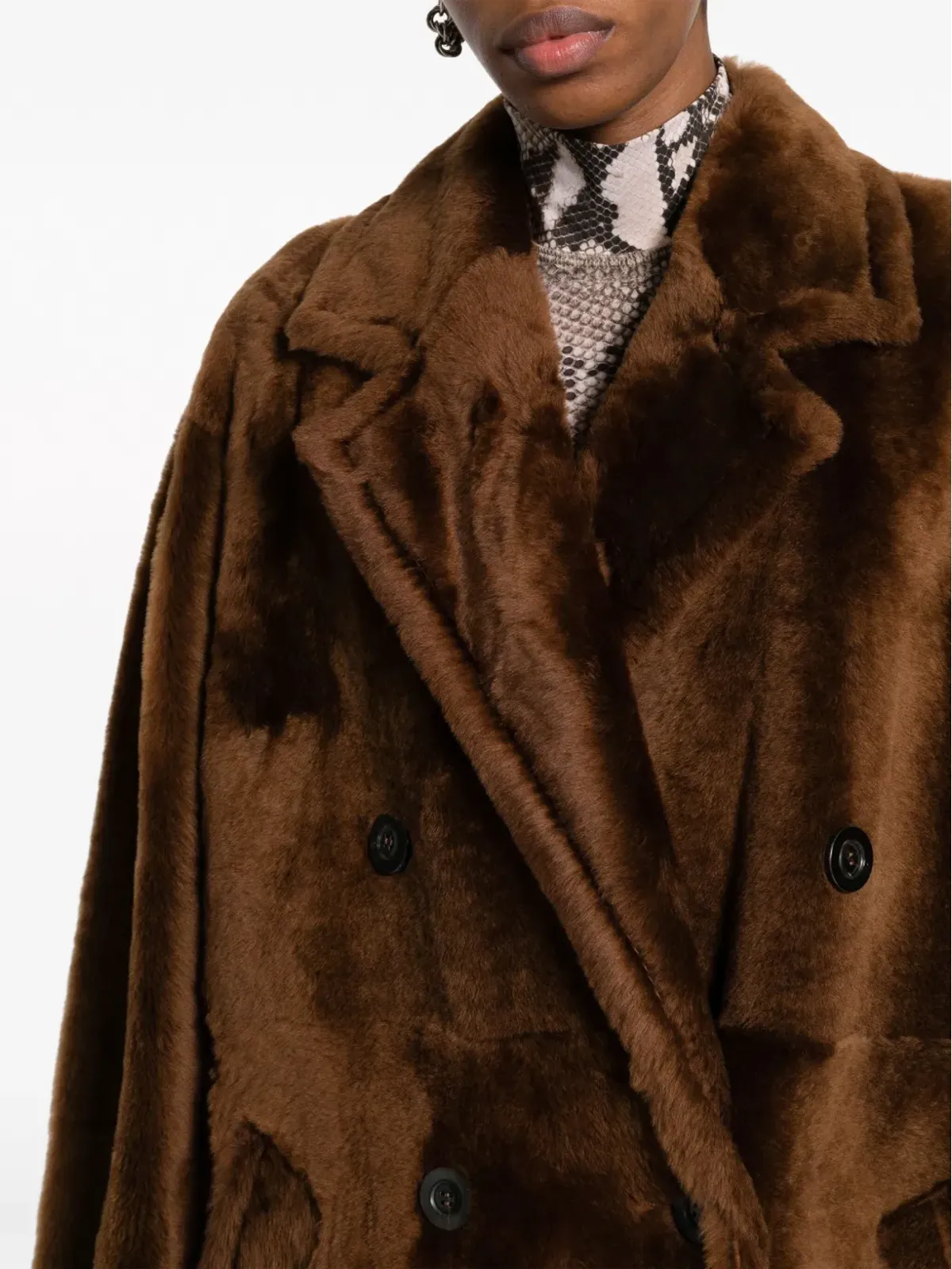 Max Mara ノッチドドラペル ダブルブレスト コート ブラウン - 画像5