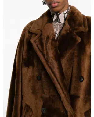 Max Mara ノッチドドラペル ダブルブレスト コート ブラウン - サムネイル5