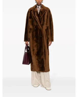 Max Mara ノッチドドラペル ダブルブレスト コート ブラウン - サムネイル2