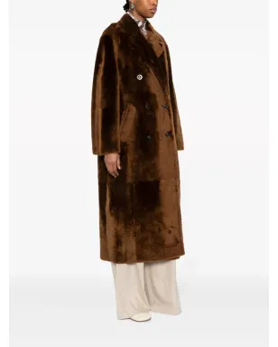 Max Mara ノッチドドラペル ダブルブレスト コート ブラウン - サムネイル3