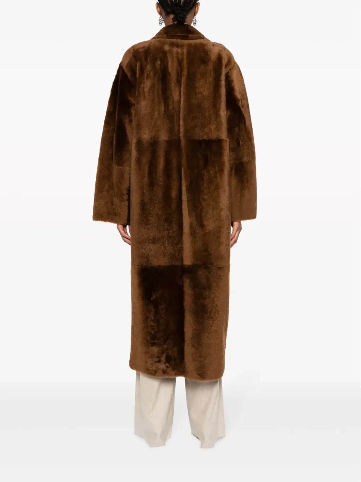 Max Mara ノッチドドラペル ダブルブレスト コート ブラウン - 画像4