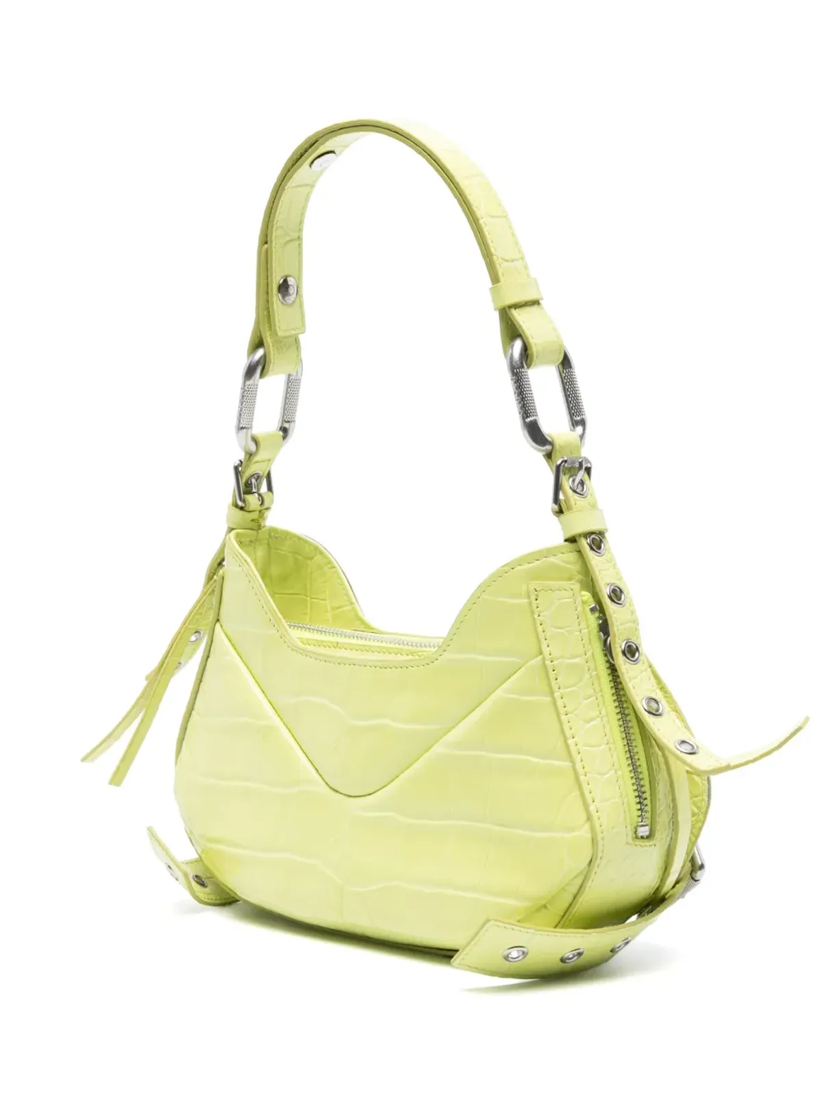 BIASIA Y2K crocodile-embossed leather shoulder bag - Yellow - 画像3