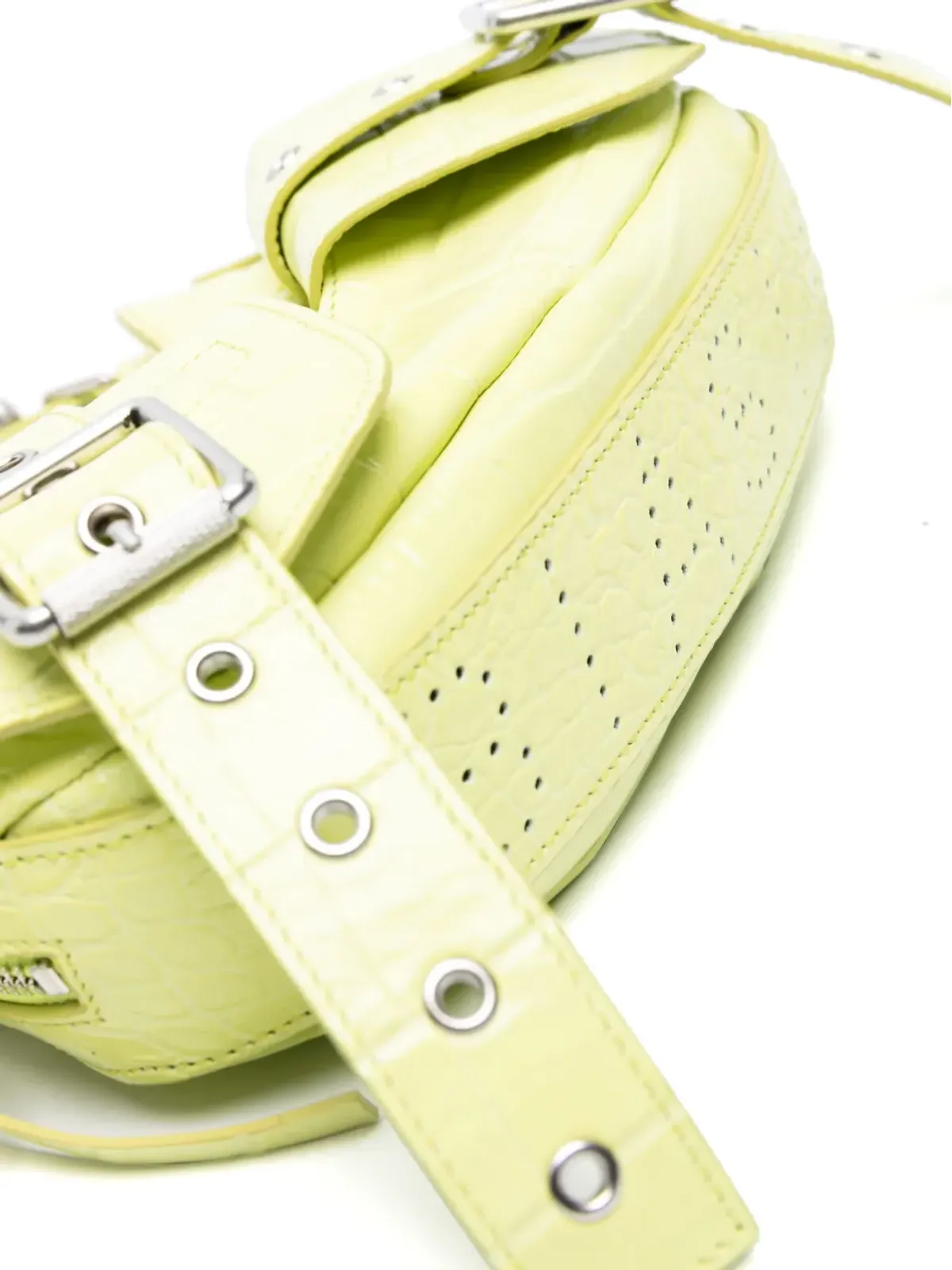BIASIA Y2K crocodile-embossed leather shoulder bag - Yellow - 画像4