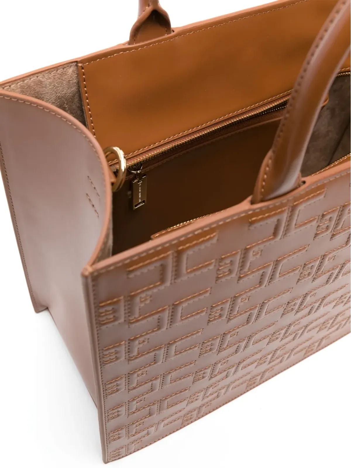 Elisabetta Franchi ラージ ボールド モノグラム トートバッグ - ブラウン - 画像5