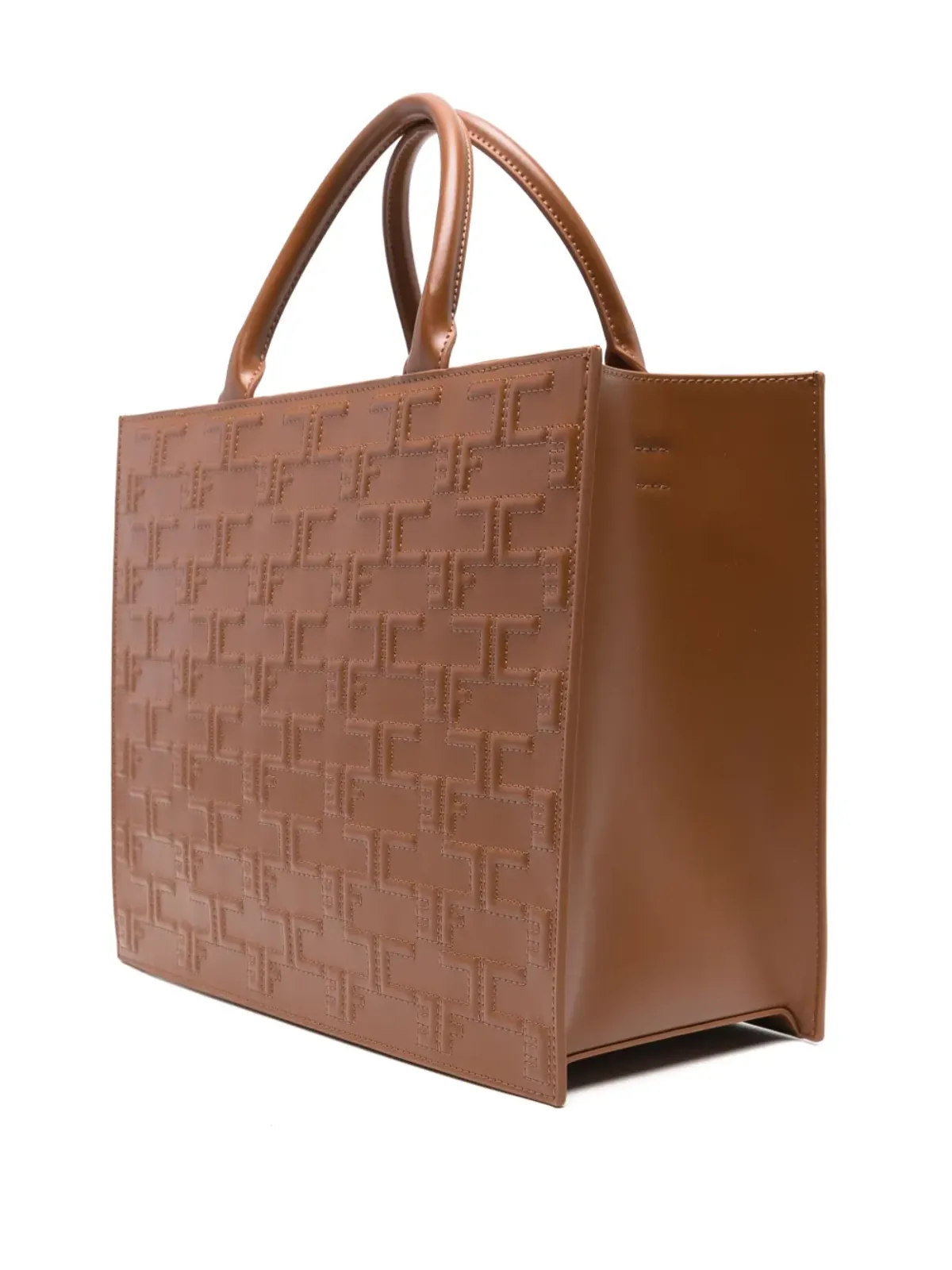 Elisabetta Franchi ラージ ボールド モノグラム トートバッグ - ブラウン - 画像3