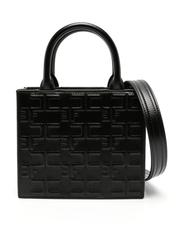 Elisabetta Franchi Elisabetta Franchi ロゴエンボス フェイクレザー トートバッグ - ブラックの商品画像