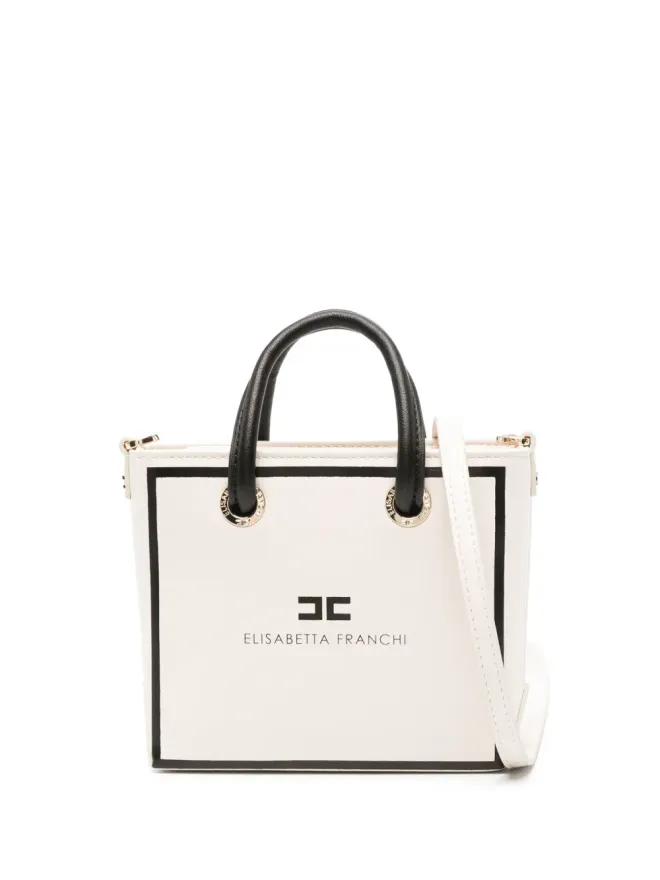 Elisabetta Franchi Elisabetta Franchi mini 24/7 ロゴプリント トートバッグ - ネチュラル系の商品画像