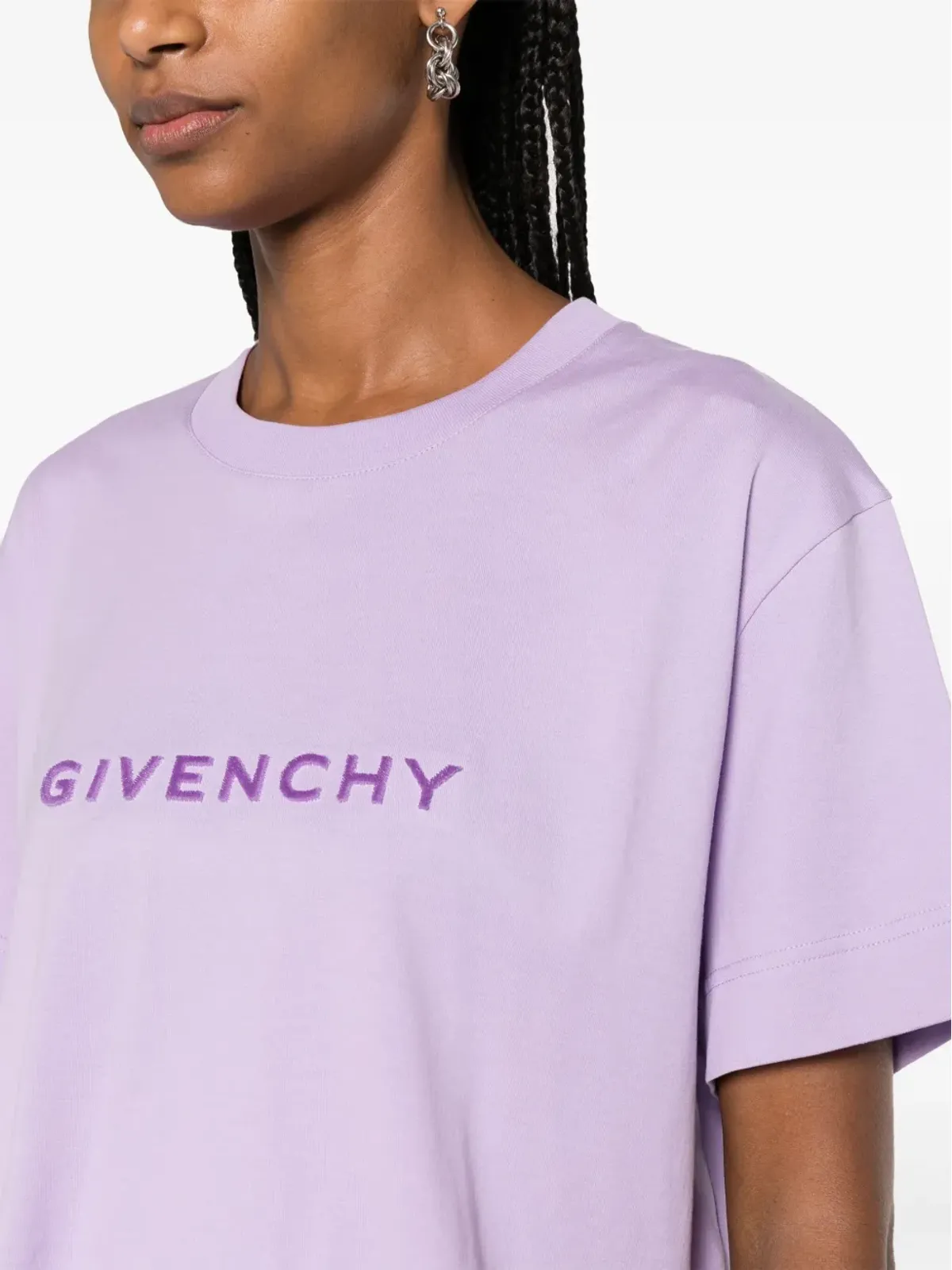 Givenchy 4G フロックド コットン Tシャツ - パープル - 画像5