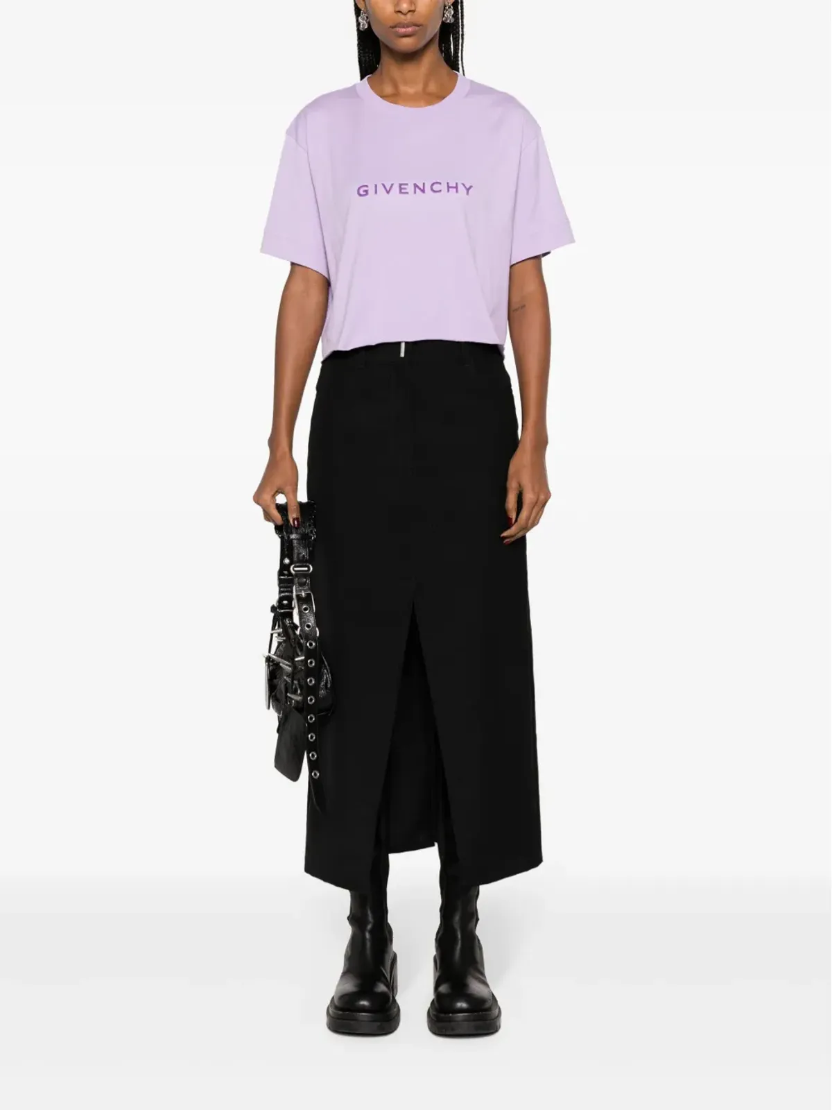Givenchy 4G フロックド コットン Tシャツ - パープル - 画像2