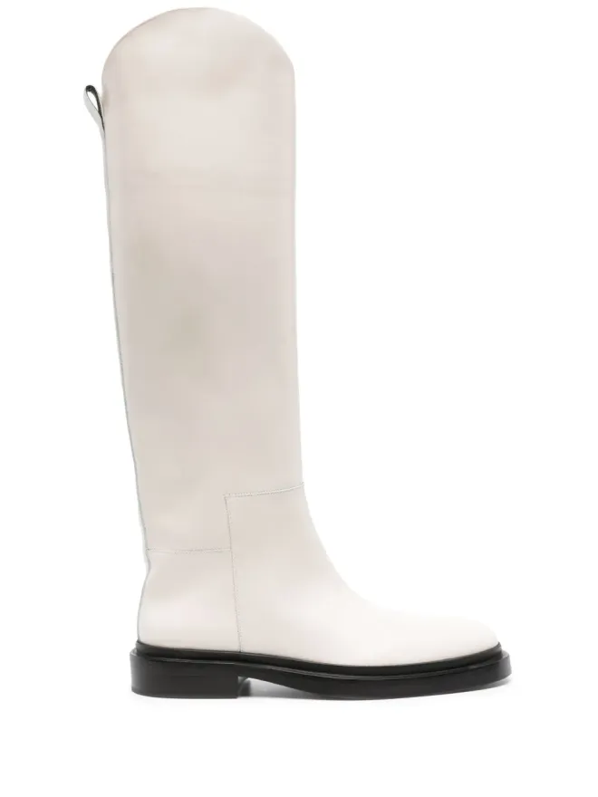 Jil Sander Jil Sander 革の膝丈ライディングブーツ - ホワイトの商品画像