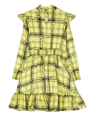 TWINSET Kids ロゴプリント チェック柄 フリルドレス - サムネイル2