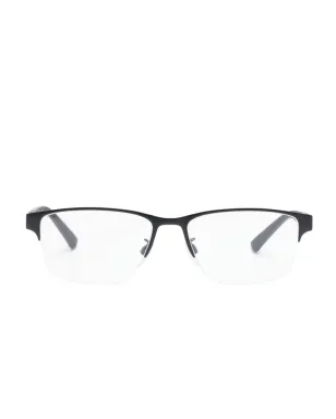 Emporio Armani ロゴ刻印の長方形フレーム眼鏡 - ブラック - サムネイル1