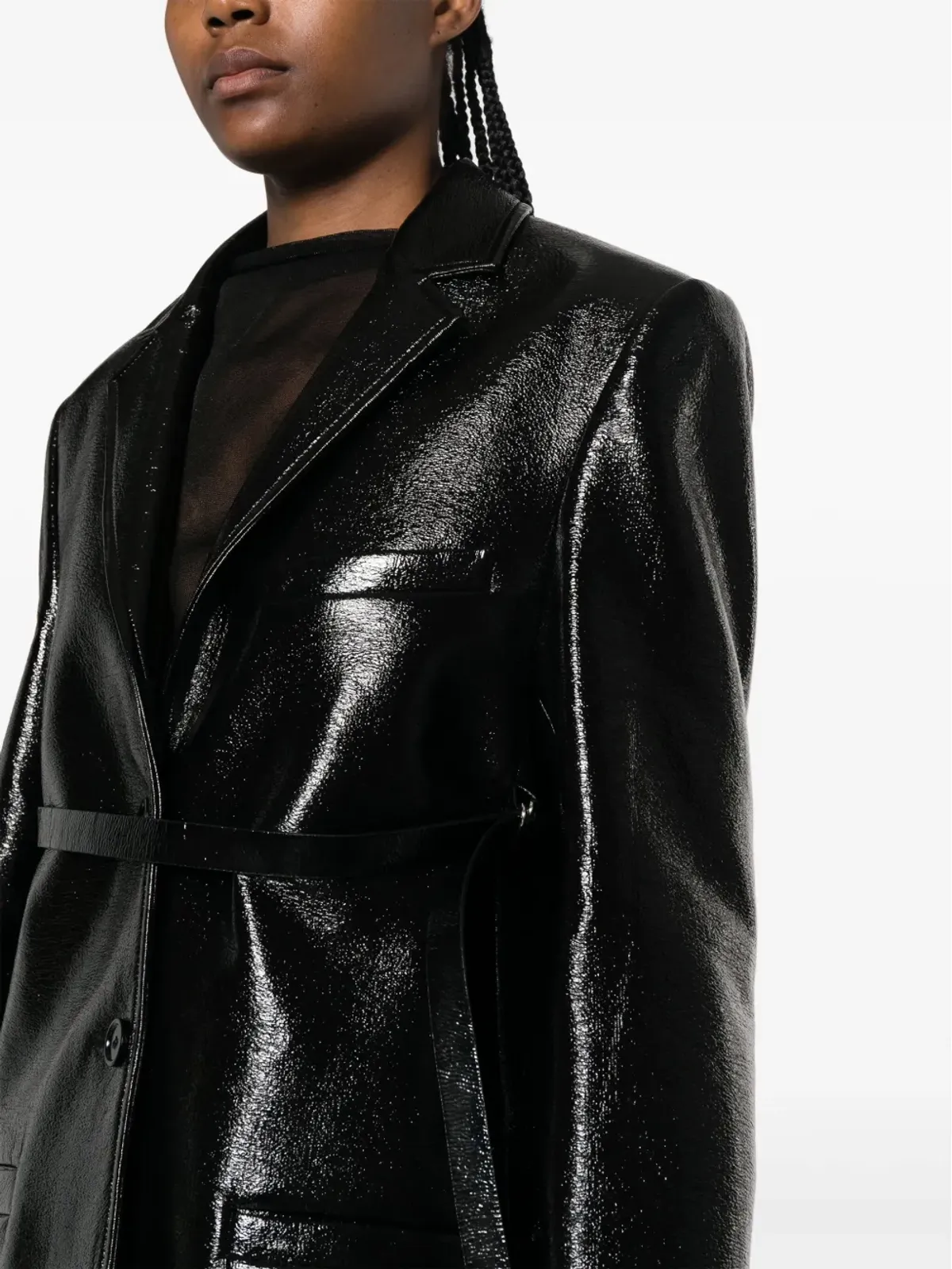Courrèges ストラップディテール パテント仕上げ ジャケット - 画像5