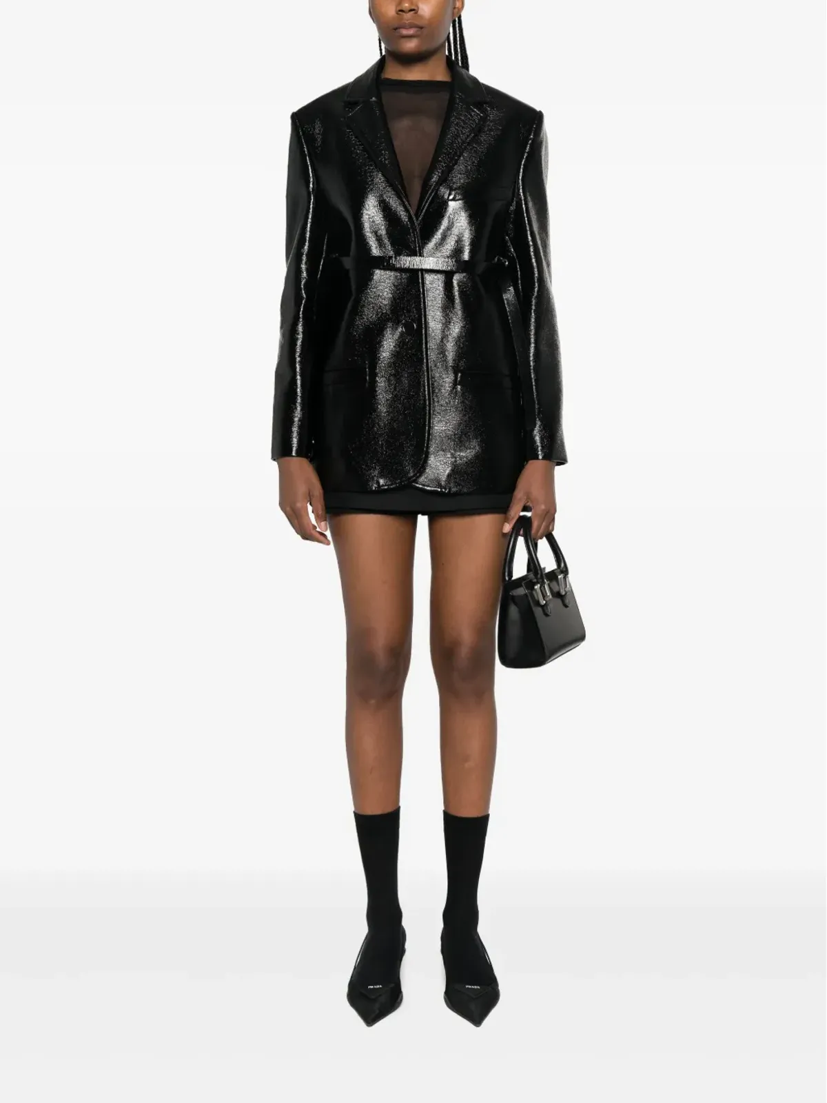Courrèges ストラップディテール パテント仕上げ ジャケット - 画像2