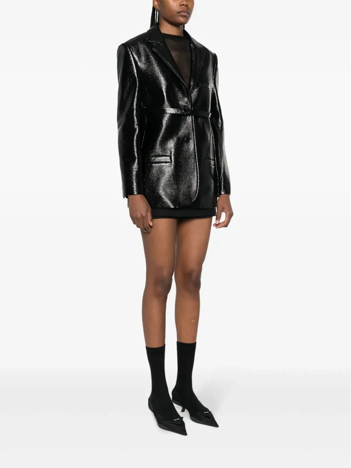 Courrèges ストラップディテール パテント仕上げ ジャケット - 画像3