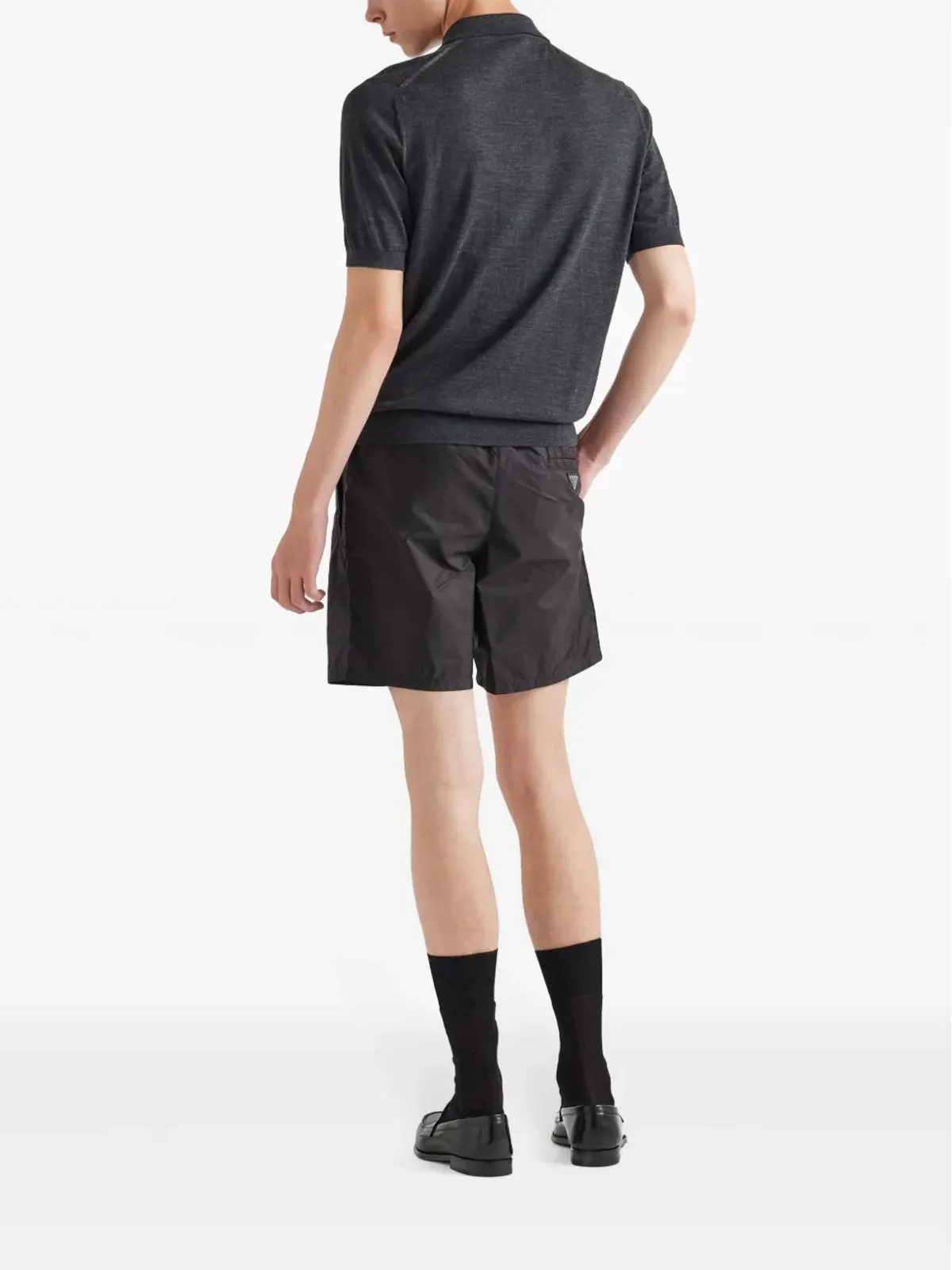 Prada Re-Nylon トライアングルロゴ スイムトランクス ブラック - 画像3