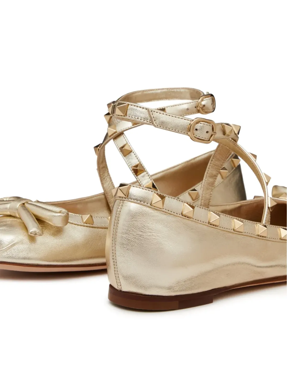 Valentino Garavani Rockstud レザーバレリーナシューズ - ゴールド - 画像5