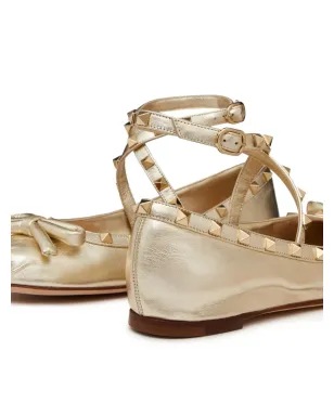 Valentino Garavani Rockstud レザーバレリーナシューズ - ゴールド - サムネイル5