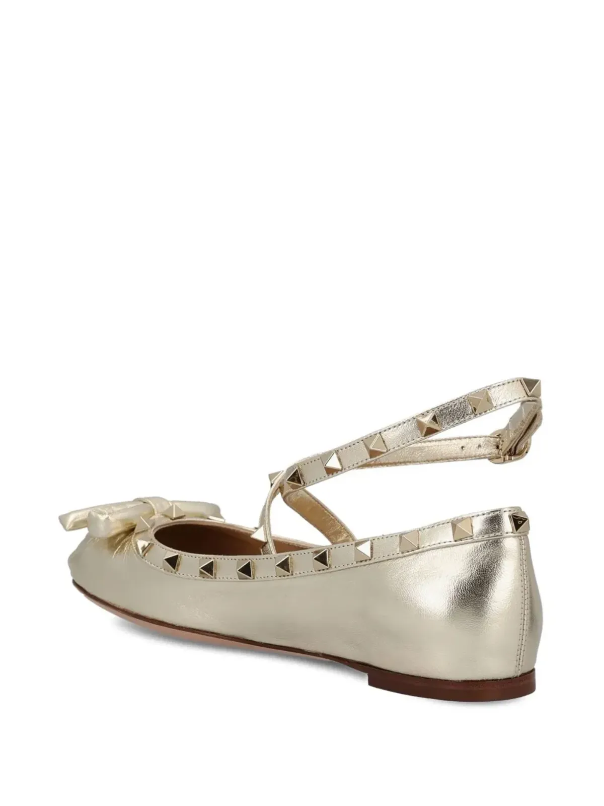 Valentino Garavani Rockstud レザーバレリーナシューズ - ゴールド - 画像3