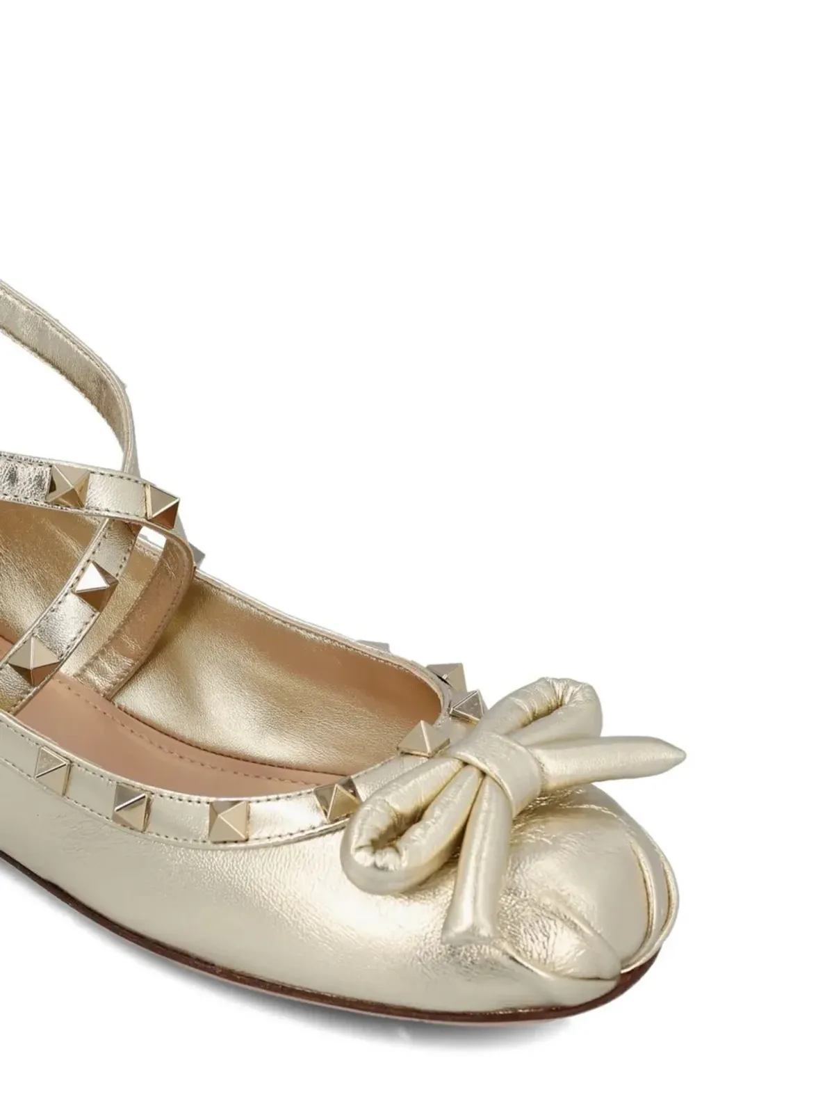 Valentino Garavani Rockstud レザーバレリーナシューズ - ゴールド - 画像4