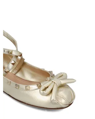 Valentino Garavani Rockstud レザーバレリーナシューズ - ゴールド - サムネイル4