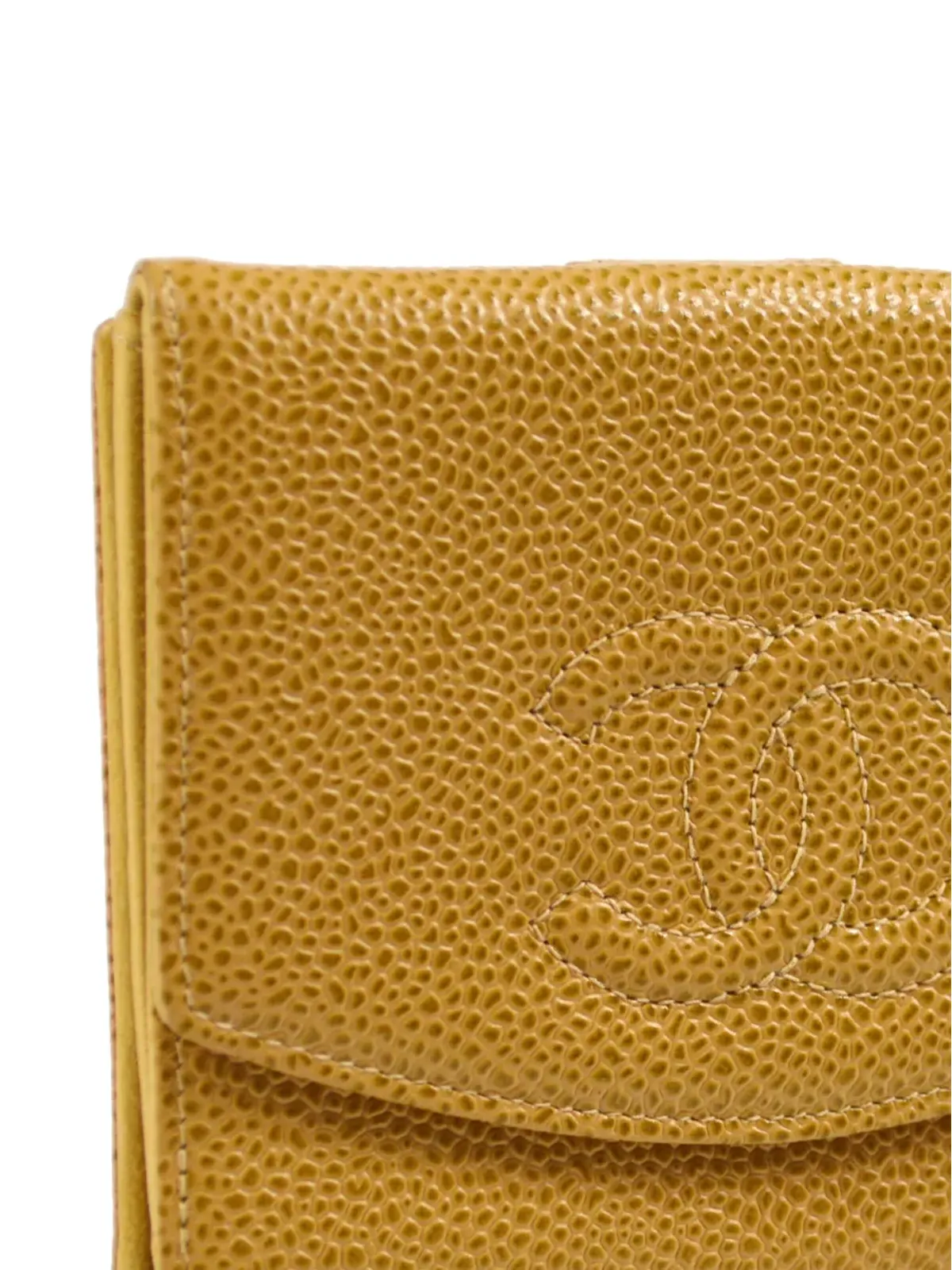 CHANEL ビンテージ 2003 CCステッチ 二つ折りウォレット - ベージュ系 - 画像3