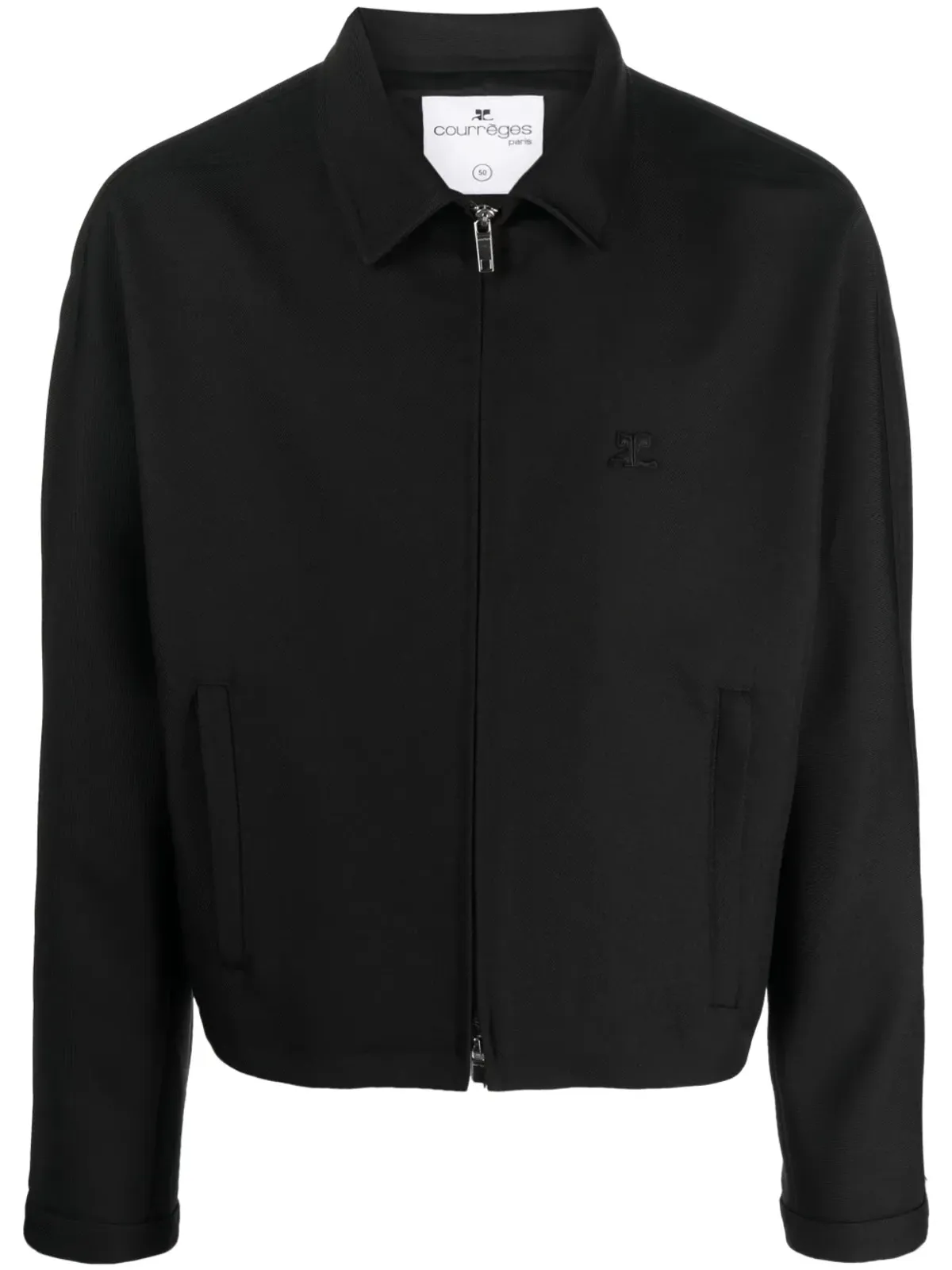 Courrèges とがったフラットカラー ジップアップ ジャケット - ブラック - 画像1