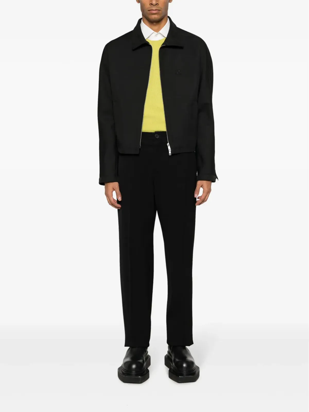 Courrèges とがったフラットカラー ジップアップ ジャケット - ブラック - 画像2